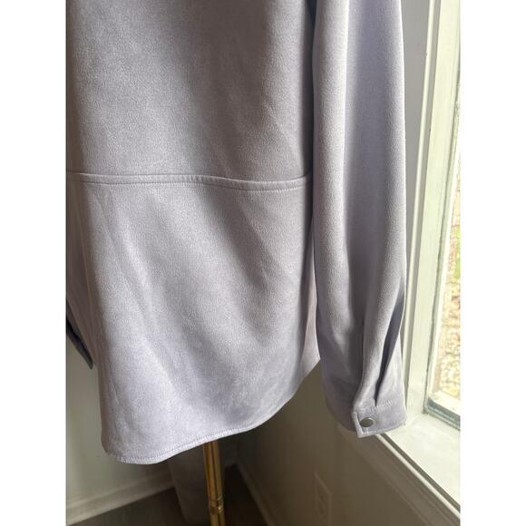 Bagatelle Purple Faux Suede Snap Button Shacket Womens Large Lavender Jacket - Picture 7 of 7